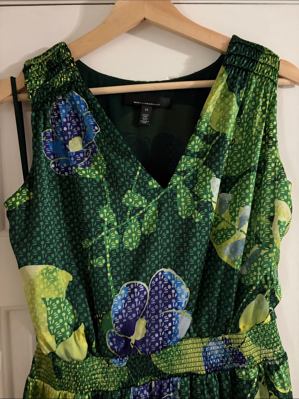 White House Black Market Green Floral High Low Midi Dress NWOT - Picture 9 of 9
